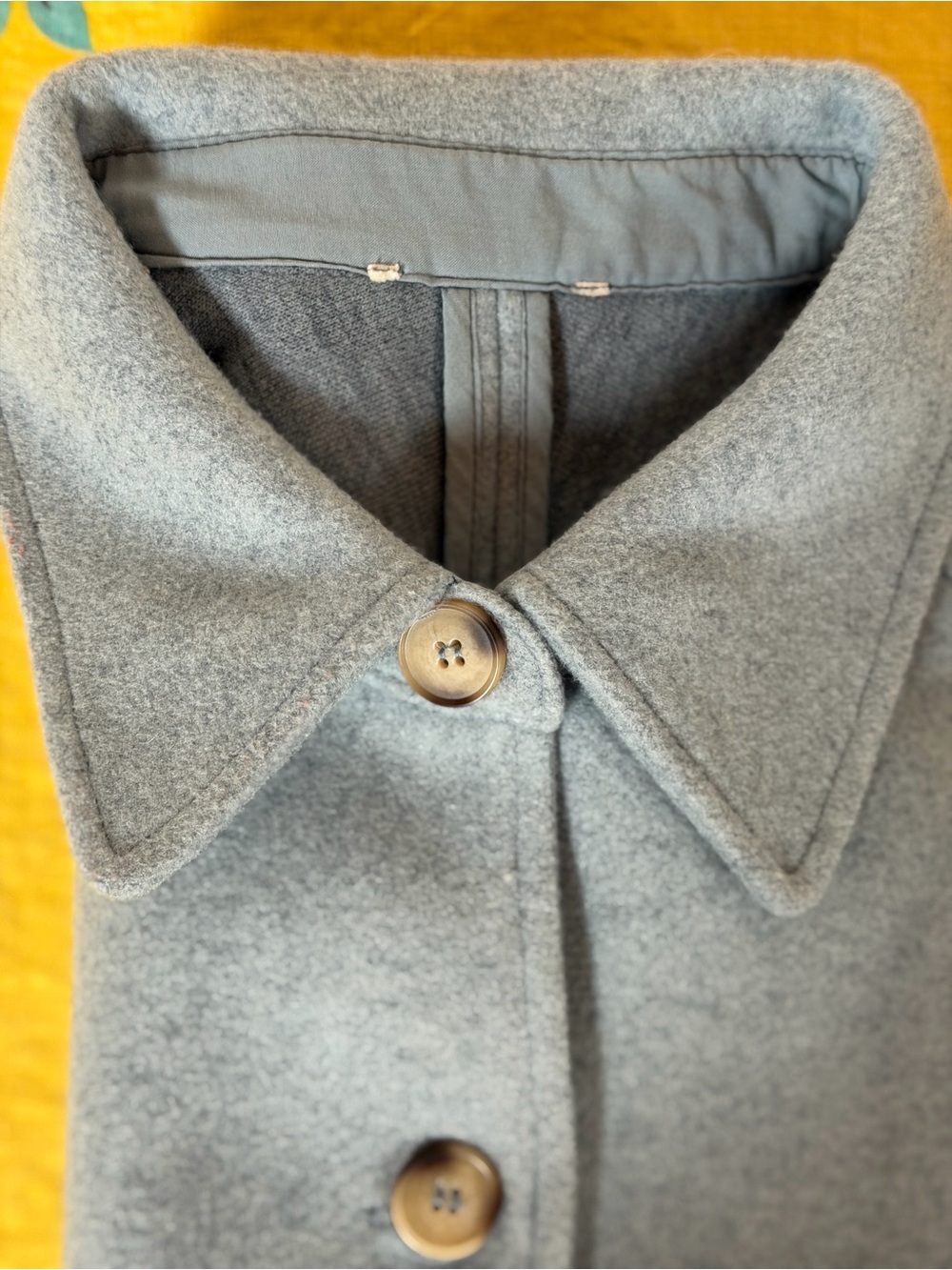 Light Blue Button-Front Wool Jacket - Picture 16 of 16